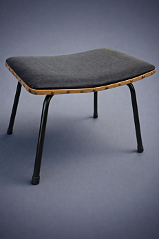 Vintage Footstool Ottoman Foot Rest Faux Leather Modernist Funky Retro