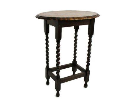 Barley Twist Wood Side Occasional Coffee Oval Table Pedestal Plant Stand Barn Country Farmhouse Style