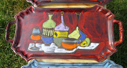 Vintage 60s 70s Italian Ceramic Fruit serving platter Fratelli Gambone