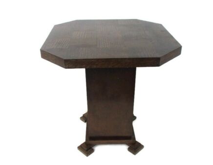 Art Nouveau Ornate hand Carved Wooden Table Console Coffee Side Table Checkered Table Top WOW