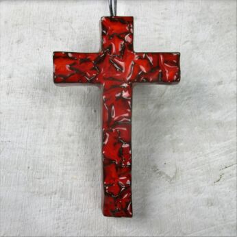 Mid Century Modern Ceramic Crucifix Belgium Red Era Amphora Perignem 5.51"