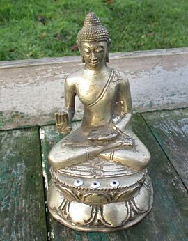 Vintage Small Statuette Figurine Buddha Art Brass