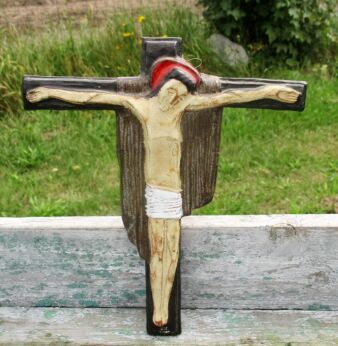 Mid Century Design Ceramic Modernist Crucifix Brown era Amphora Tieberghien