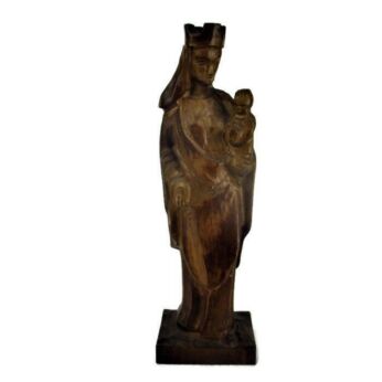 Hand Carved Wooden Virgin Mary Madonna with Infant Child Folk Art