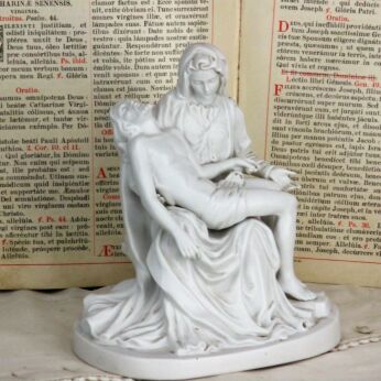 French Antique Porcelain Bisque Statue Pieta Jesus Christ Virgin Mary 8.46"