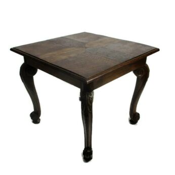 Hand Carved Wood Queen Anne Style Coffee tea Wine Table Mosaic Pattern on Top