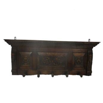 Gorgeous Vintage Hand Carved Wood Coat Kitchen hat Rack Gothic Eagles Figures