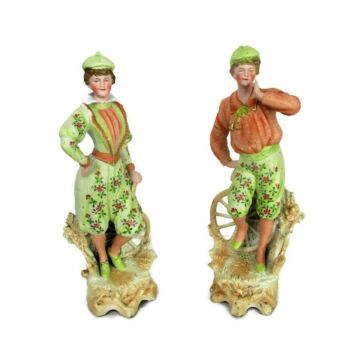 Couple Lovely Porcelain Figurine Statue Art Deco Couple Girls Women Bisque