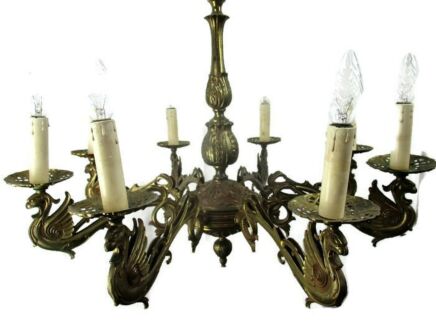 Impressive Gothic Ornate Brass 8 Arms Lights Chandelier Revival Dragons Empire