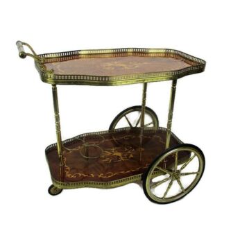 Italian Bar Cocktail Tea Cart Trolley Italian Hollywood Regency Marquetry Lovely