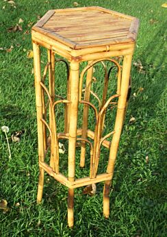 Wicker Faux Bamboo Rattan Plant Stand Pedestal side table 27.44"