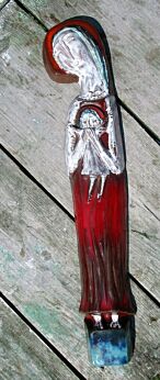 Mid Century Design Ceramic Wall Plaque Modernist Virgin Mary Jesus Tieberghien