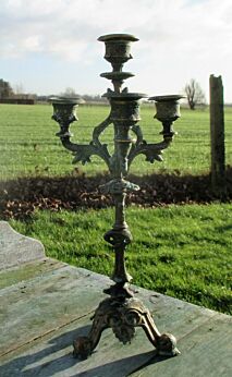 Beautiful Antique Candelabra Ornate Brass 4 Arm Candle Holder