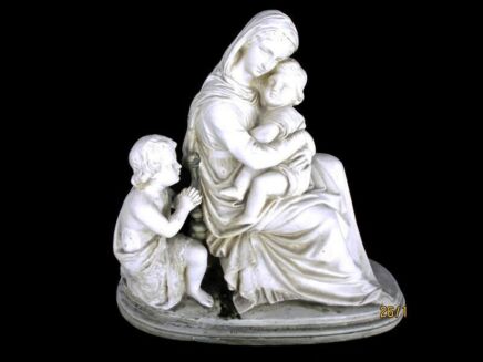 Large Virgin Mary Madonna Della Sedia Seggiola Resin Statue after Rafael John the Baptist infant Jesus Sweet