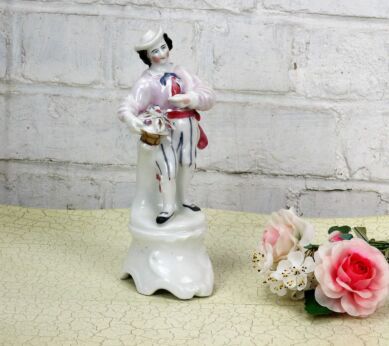 Antique Vintage Flower Salesman Venice Porcelain Figurine Italy 1 Flower Vase