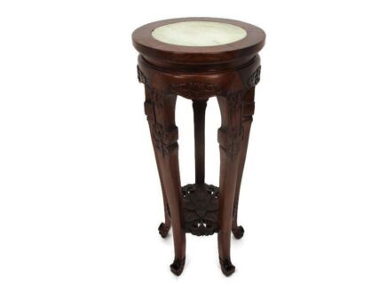 Hand Carved Red Wood Chinese Marble Top Hall Console Table Pedestal Small Lovely