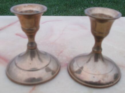 Vintage Miniature Couple of Candle Holders Doll House Brass Copper for Doll House or collectible