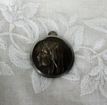 Vintage Medallion Notre Dame de Lourdes French Pendant Catholic Collector