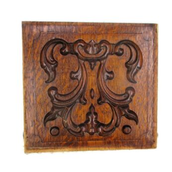 Small Vintage Hand Carved Wooden Wall Panel Plaque Reclaimed Salvage