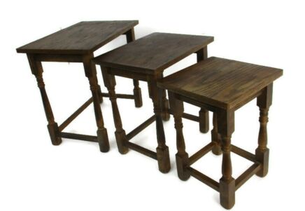 Set of 3 Mid Century Wooden Stacking Nesting Tables Side Coffee Tables