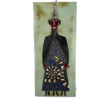 Funky Wall Plaque Glazed Ceramic Tile Giant Arno Brys for Amphora Vandeweghe