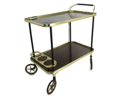 Bar Cocktail Tea Entertainment Cart Trolley Kitchen Island Veneer Retro Barware