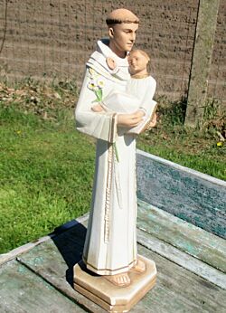 Figurine St Anthony of Padua Infant Child Plaster French Statuette G. Guelfi