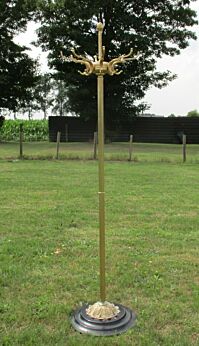 Ornate Antique Coat Hat Rack Hall Tree Stand Floor Brass Leaves Pine apple