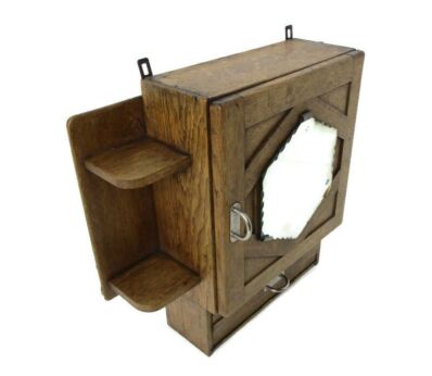 Gorgeous Art Deco Hand Carved Sand Blasted Kitchen Apothecary Wall Cabinet mirror