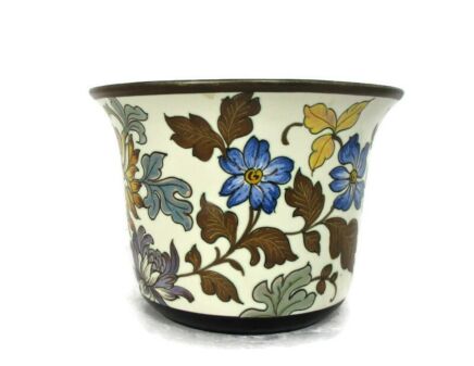 Vintage Flower Pot Jardiniere Planter Marked Gouda Royal Holland Chrysantheme