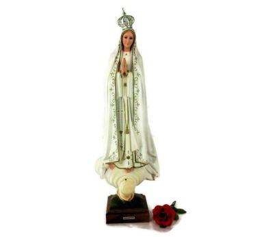Large Statue Our Lady Fatima Portugal Resin Glass Eyes Lovely 29.92"