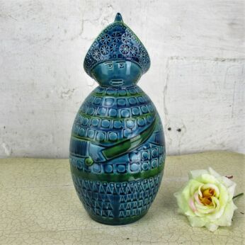 Mid Century Italian Ceramic Lamp Base Figure Soldier era Bitossi Raymor Rimini Blue HTF