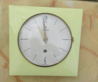 Vintage Mid Century Junghans Kitchen Wall Clock Ceramic Working Germany