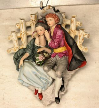 Large Porcelain Wall Plaque Hanging Decoration Bas Relief Bisque Figurines 3D