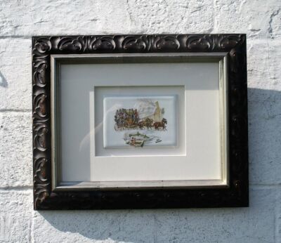 Gorgeous Limoges Framed Tile Chariot Ducks Frame Marked Lovely
