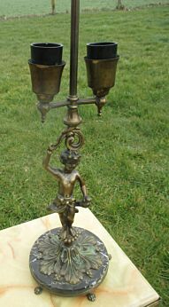 Mid Century Table Lamp Putti Putto Angel Marble Two Lights Decorative