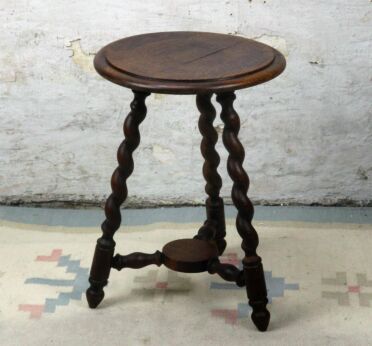 Small Barley Twist Wooden Octagonal Side Wine Table Pedestal Plant Stand Stool