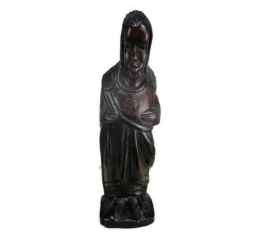 African Hand Carved Wooden Statue Jesus Christ Holy Heart Gorgeous 18.11"