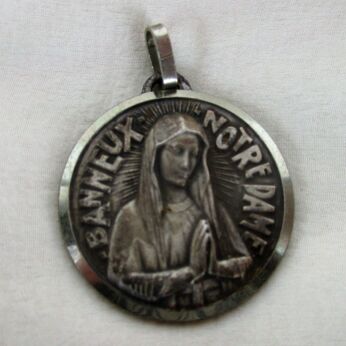 Vintage Medallion Madonna Notre Dame de Banneux Pendant Catholic Reliquary