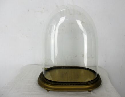 Vintage Oval Pressed Glass Dome Globe Mantel Clock Display Steampunk Doll 15.55"