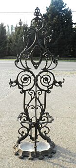 Antique Blacksmith Made Cast wrought Iron Standing  Coat Rack umbrella bottom enameled