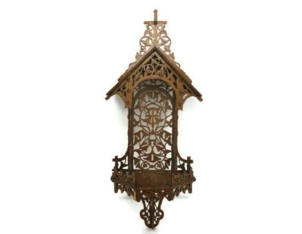 Hand Carved Wooden Chapel Niche for Statue Lace Hanging Gorgeous HTF