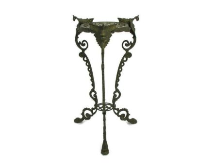 Ornate French Brass Pedestal Table Plant Stand 2 Tier Hollywood Regency satyrs Gothic