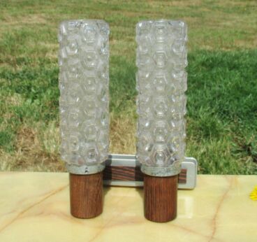 Vintage Mid Century wall Lamp White bubbled glass sconces 2 Lights
