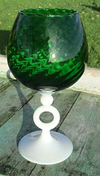 Vintage Goblet Jar Swirled Glass Green Mid Century Opaline Foot Empoli Italy