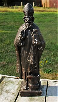 Statuette Saint Eloi Eligius Van Noyon Patron Blacksmiths Signed G.Carli Plaster