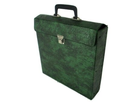 Retro Music Vinyl Storage Lp Record  Case Suitcase Box Maison Bleue  Space Age Pop Art Funky Atomic Modernist green