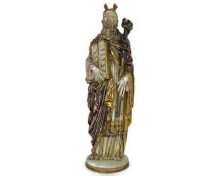 Eugenio Pattarino Italy Polychrome Statue Sculpture Moses 10 commendments HTF