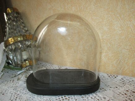 Vintage Oval Pressed Glass Globe Dome Bell Cloche Display Steampunk 7.87"