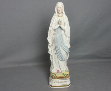Vintage Porcelain Bisque Statue Virgin Mary Notre Dame  Our Lady of Lourdes French Gorgeous 15.55"